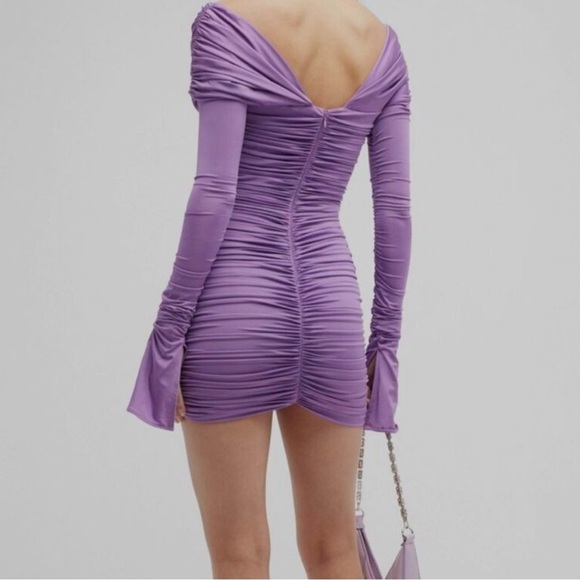 Giuseppe Di Morabito Purple Ruched Off The Shoulder Purple Mini Dress Size 42/M - Picture 3 of 16